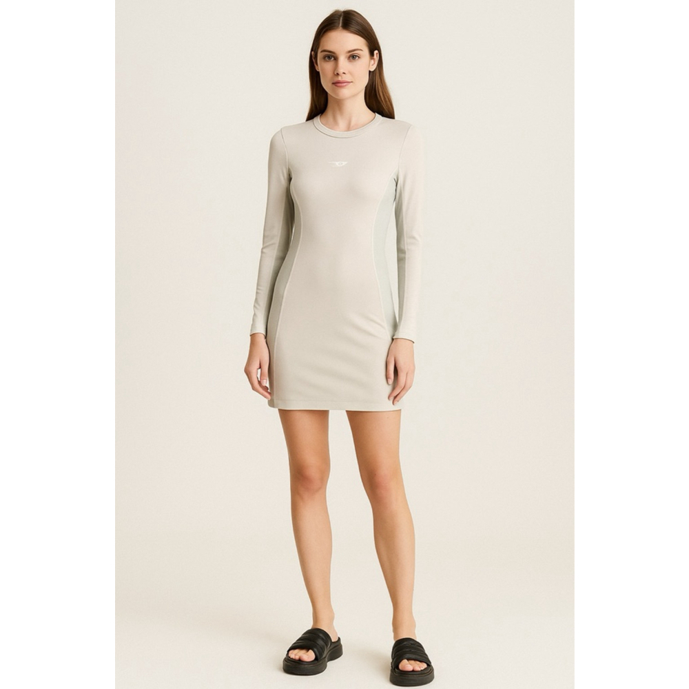 Diesel Long Sleeve Dress XS Beige Euro Y2K Bodycon Club